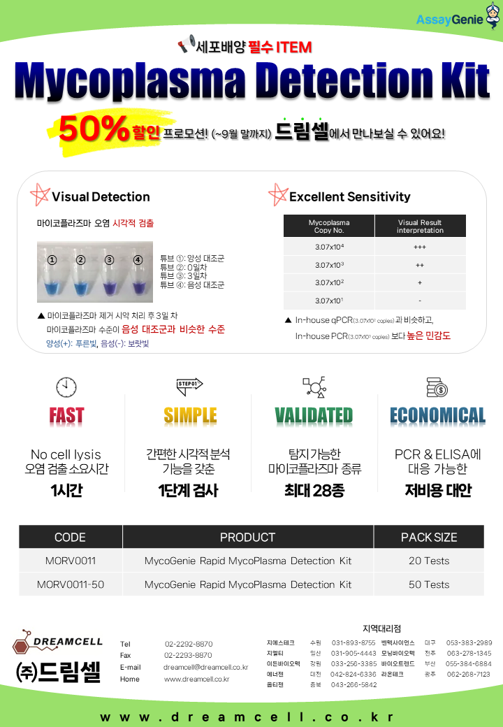 [종료][50% 할인 진행중] AssayGenie - Mycoplasma Detection Kit